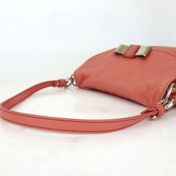 Chloé Lily 2way Peach Coral Pink Salmon Leather Crossbody Shoulder Handbag Purse - Picture 6 of 12